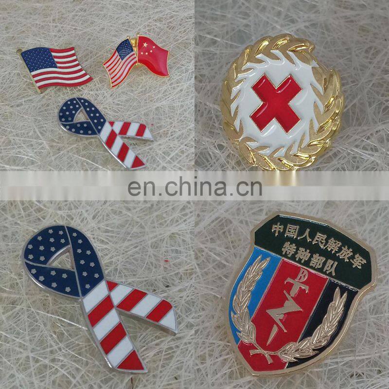 manufactory custom metal enamel pin badge military shield pin badge