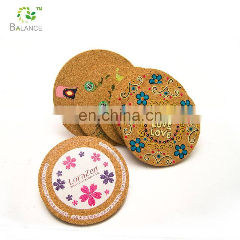 Round Custom cork coaster / wooden coaster blank ceramic coaster with cork back