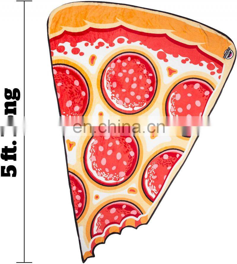 High Quality Fuzzy Pizza Shape Sublimation Blanket Funny Blankets