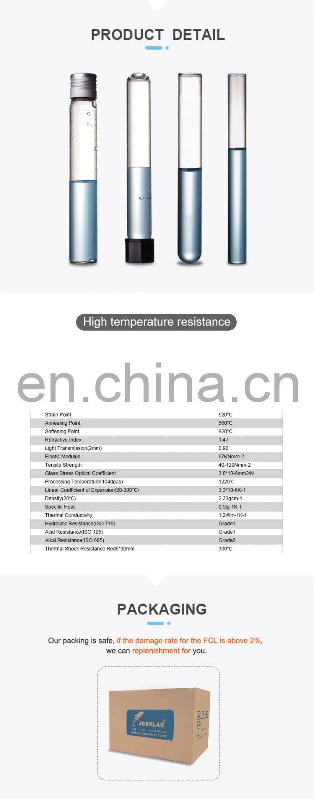 JOAN LAB New Design OEM Flat Bottom Test Tube