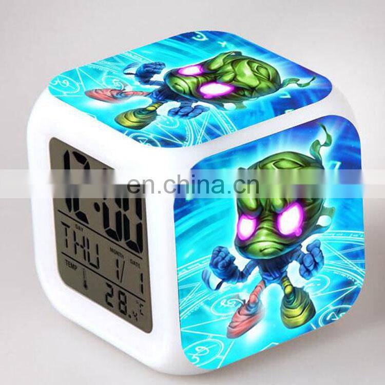Amazon hot seller 7 colors changed Digital Thermometer led cube alarm clock