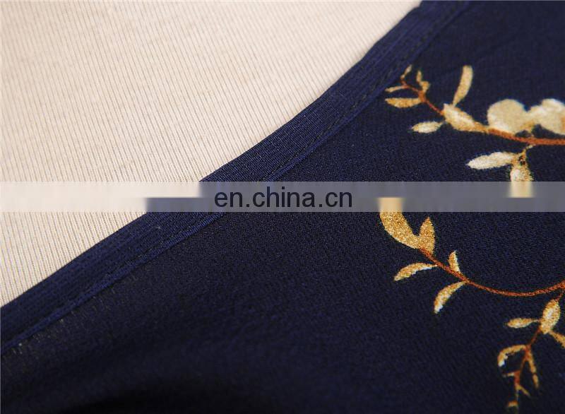 Manufacturers wholesale custom women's chiffon printed round neck three-quarter sleeve dress casual fashion short skirt plus