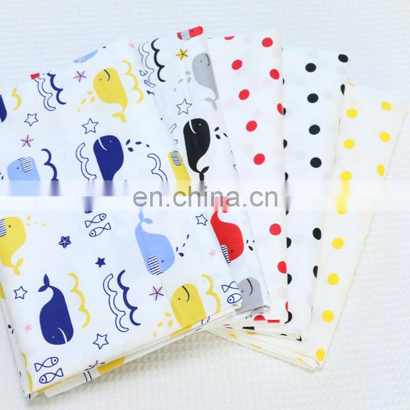 Cartoon little whale aqua dot AB printed fabric Kindergarten baby quilt cover cotton twill fabric