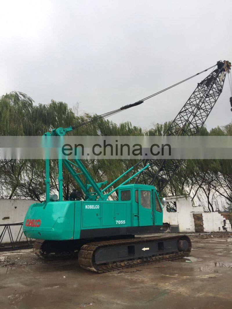 JAPAN ORIGINAL 55 TON USED KOBELCO CRAWLER CRANE 7055 FOR SALE IN CHINA