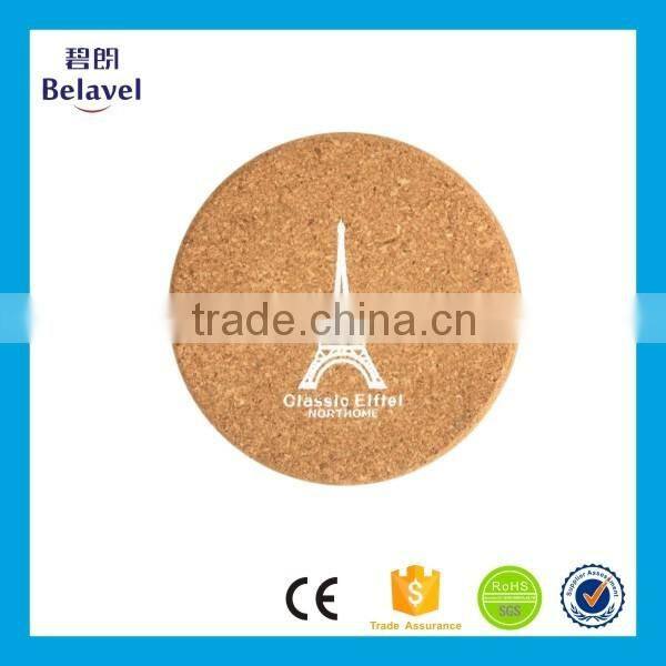 Bulk cheap eco-Friendly custom cork round print coaster