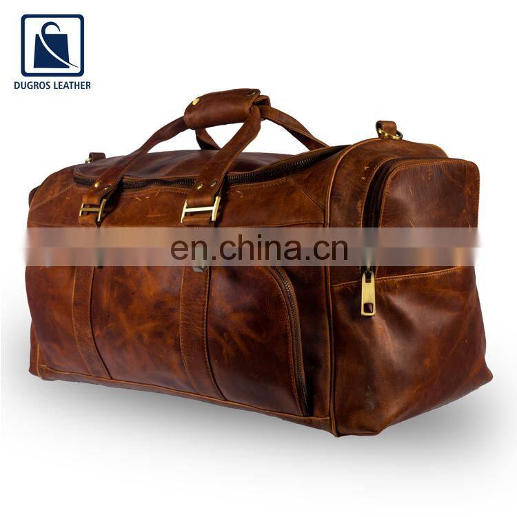 Lightweight Top Quality Stylish Fashion Gym Leather Duffel Bag for Men