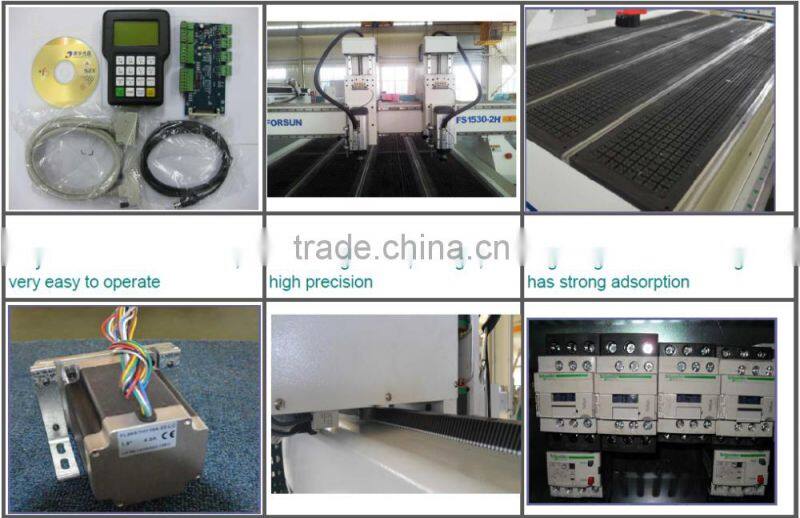 FORSUN FS1530 3d woodworking cnc cutting engraver machinery with two heads