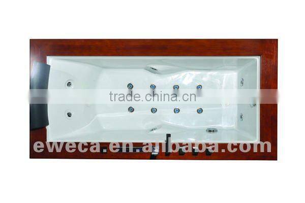 Rectangular Built in Massage Bathtub with wood panel