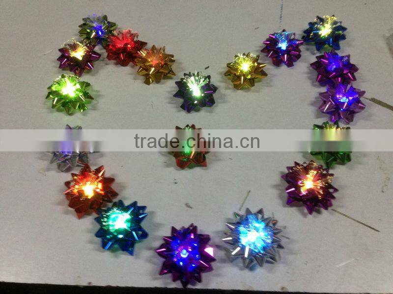 Glitter Blue Star Butterfly Ribbon Bow with Batterfy and Changing Colors for gift packing