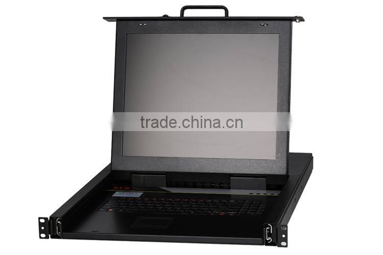 8 ports 1U rack mount19'' LCD KVM console