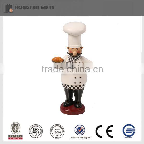 Fashion polyresin kitchen black suit chef decoration