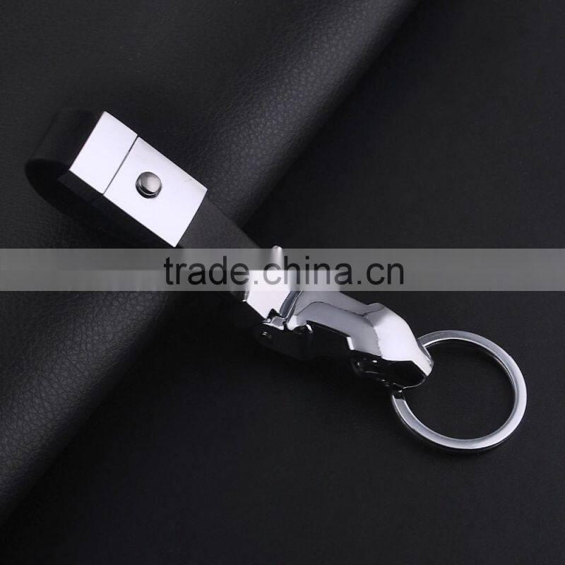 Latest leather key ring holiday gifts Leopard Jaguar head car Keychain