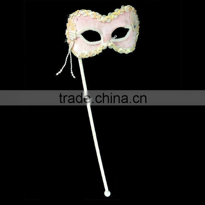 Red Feather Mask With Long Stick