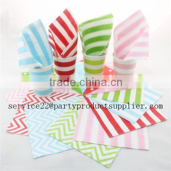 Supplier Of Green Striped Dinner Paper Sets