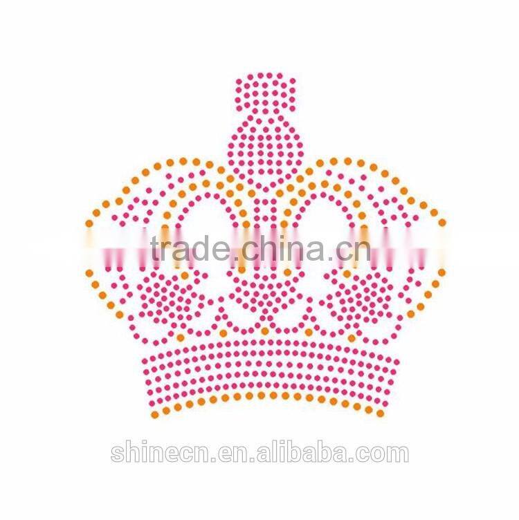 wholesale New design crown shape motif Middle east quality Fashion customized rhinestone heat transfer motif