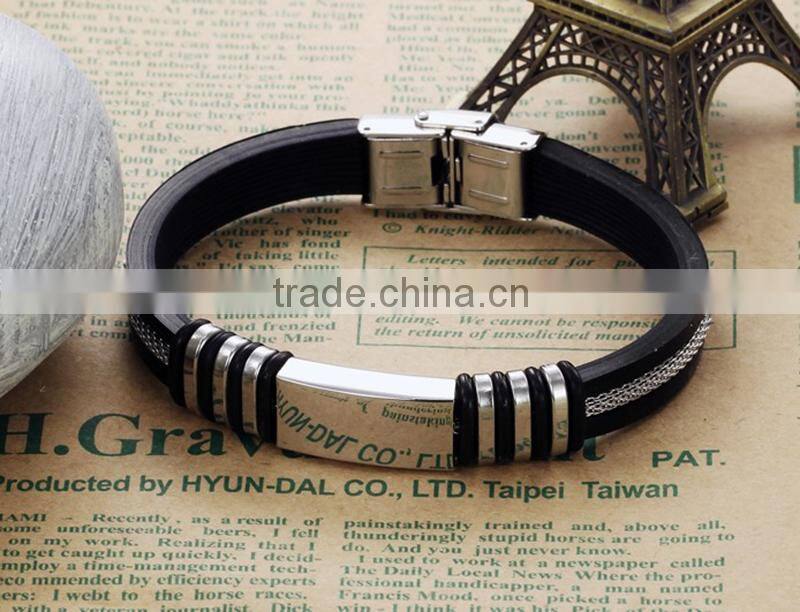 Fashion men silicone bracelet wholesale factory direct with low price