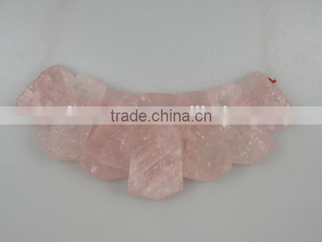 Madagasca rose quartz rectangle freeform necklace