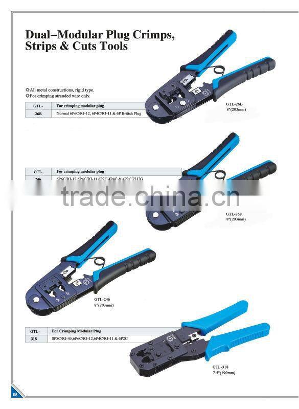 7.3" crimping tool crimping 8P8C/RJ-45,6P6C/RJ-12,6P4C/RJ-11 PLUGS GTL-N568R