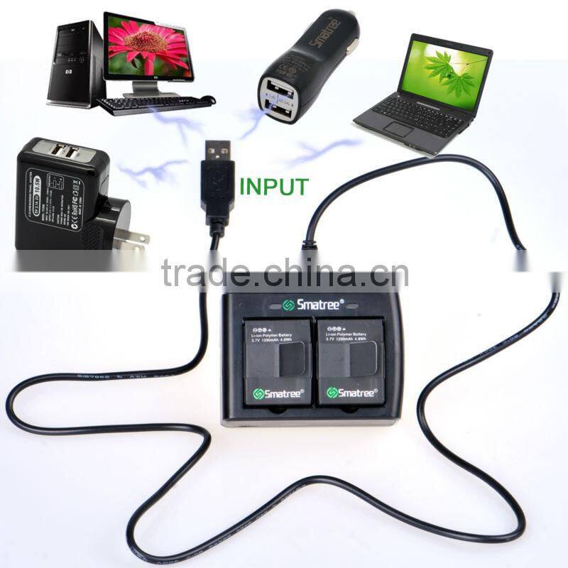Smatree power Rapid Dual USB Battery Charger w/USB Cable for GoPro HD HERO3, HERO3+ camera