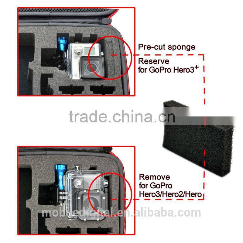 Waterproof large carry case for gopro accessories hero2 hero3 hero 3 3+ black edition