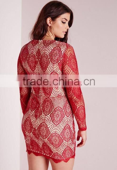 Women plus size offical lady dress long sleeve in one piece