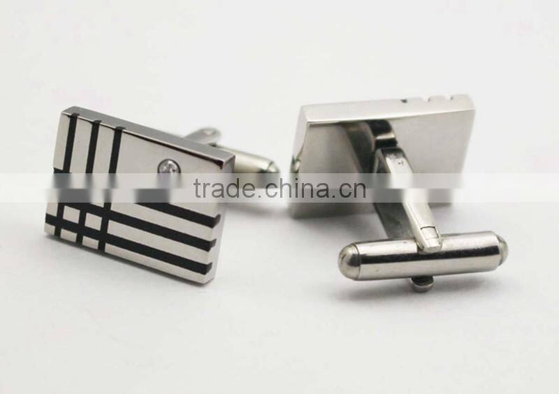 High Quality Rectangle Shape Crystal Cufflinks for Man