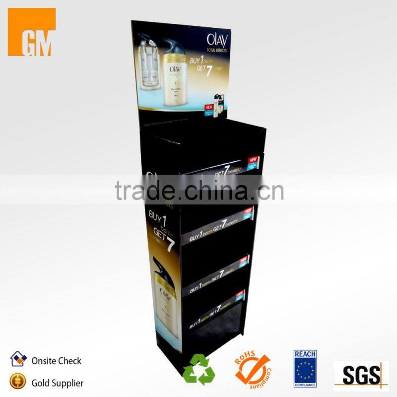 Durable Cardboard 4-Tier Floor Display Shelf for Cosmetic