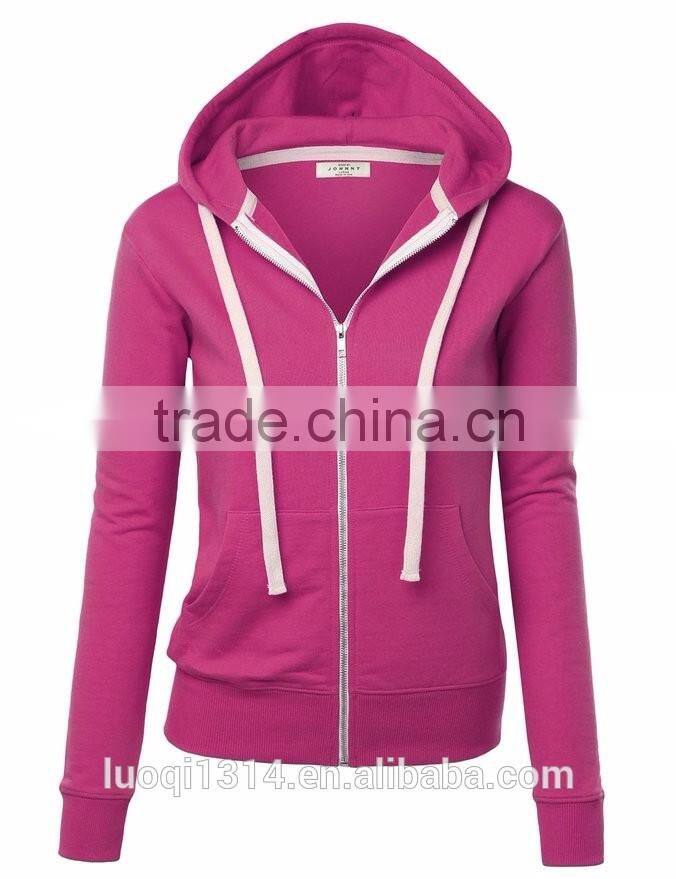 Fashion 100% cotton fleece woman jackets , custom embroidered hoodies sweatshirts wholesale
