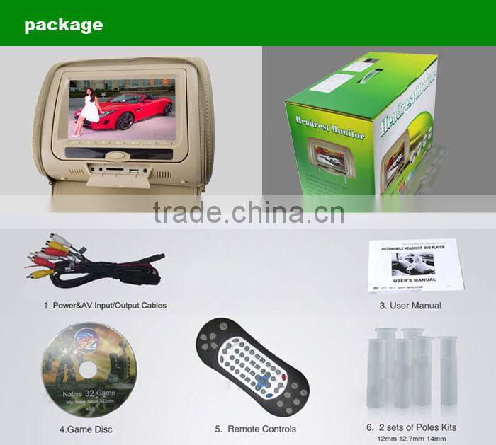 7inch car headrest monitor car headrest dvd player