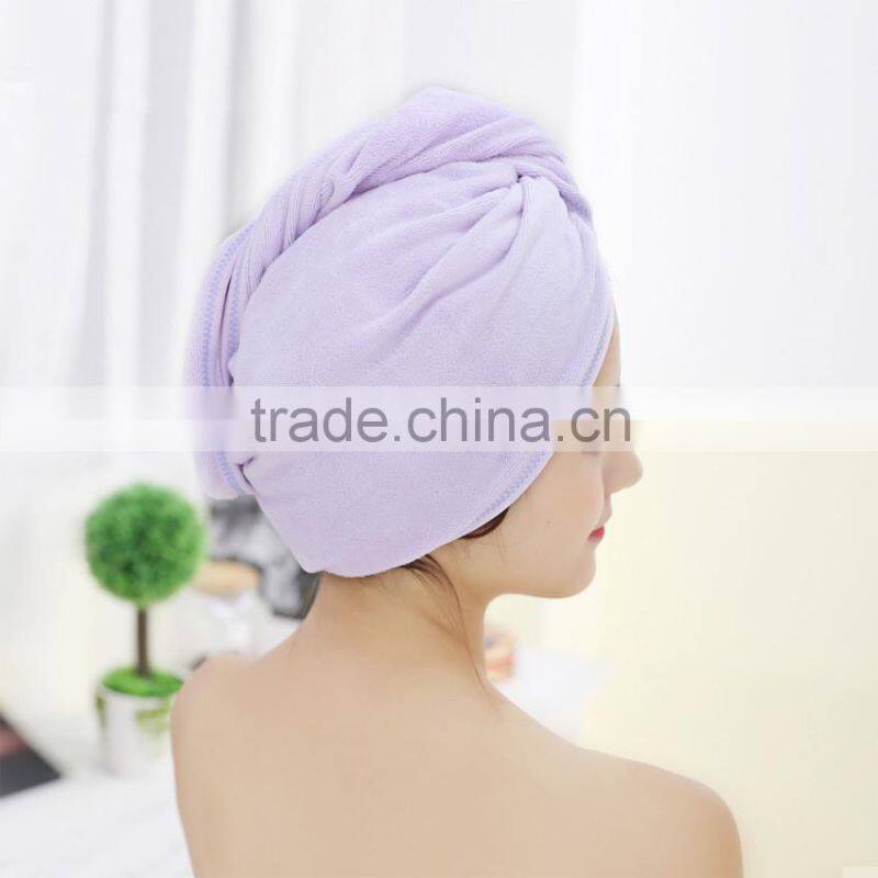 China supply Popular Ultra Absorbent microfiber hair towel turban with embroidery logo