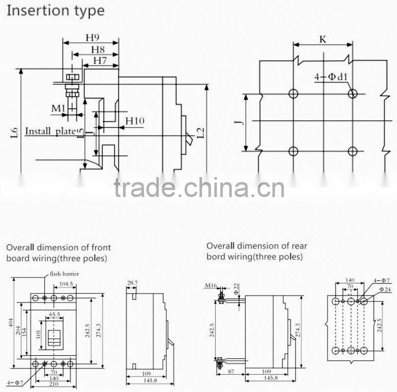 WCM1 Series Adjustable MCCB Solar energy Moulded Cade Circuit Breaker with CE