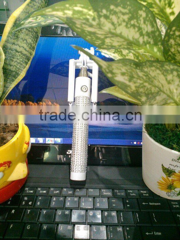 2015 zoom fashion selfie stick top quality unique design bling selfie stick