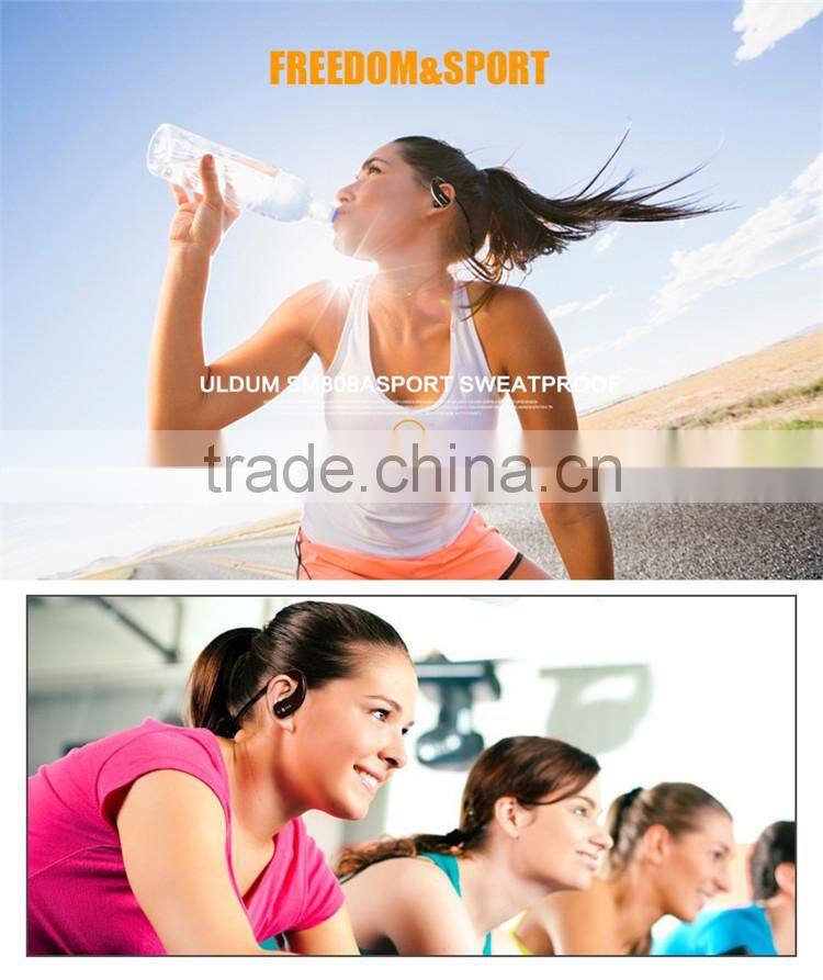 SM808 Bluetooth V4.0 Earphone HIFI In Ear Earbud Headphones Wireless Sports Stereo Bluetooth Headset High Definition Sweatproof