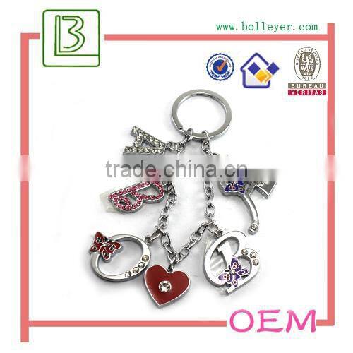 Silver sparking rhinestone keychain