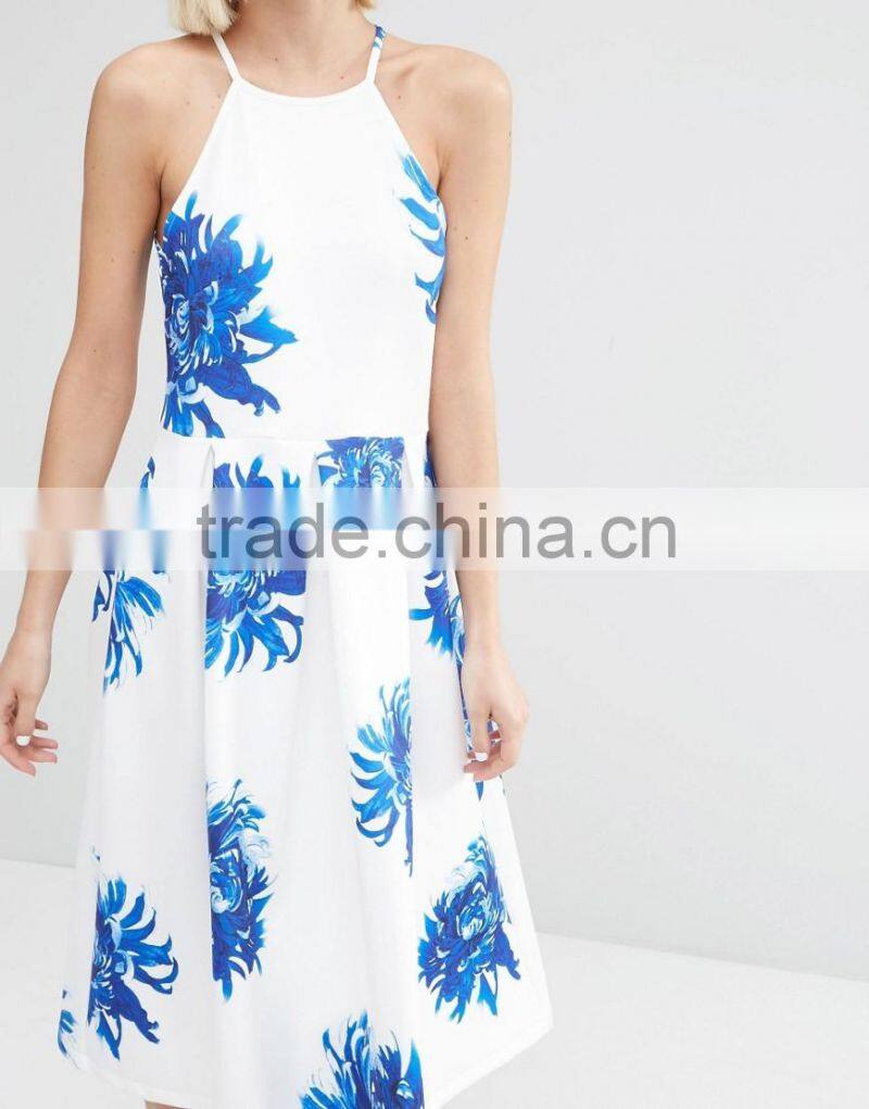 OEM Manufacturer Summer Elegant Full Midi Dress In Bright Floral Print