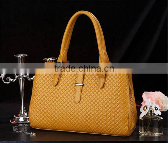 Lastest women big designer woven shoulder bag genuine leather tote bag