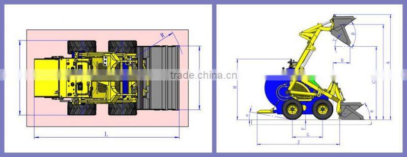 Mini Skid Steer Loader with Trencher Attachment/Angle Broom Attachment