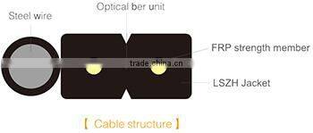 Aerial FTTH Drop Cable Outdoor Cable 1- 4 Core LSZH Fiber Opitc Cable