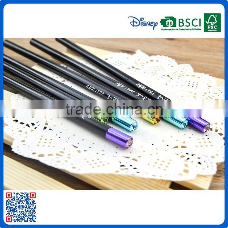 2016 cheap wax carving HB pencil with metal diamond