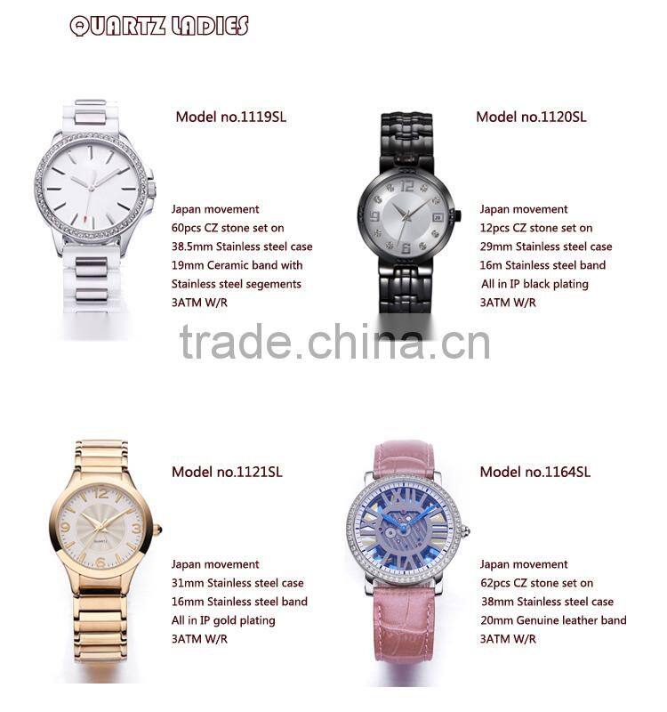 High Quality Stone Setting Women Watches Ceramic 3ATM