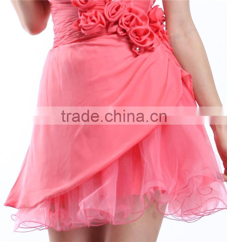 China Wholesale Pink Color 2015 Maxi Chiffon Beaded Cocktail Dress