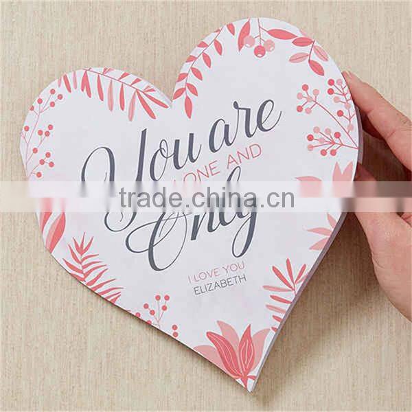 Hot sale creative heart shape handmade greeting card with envelope