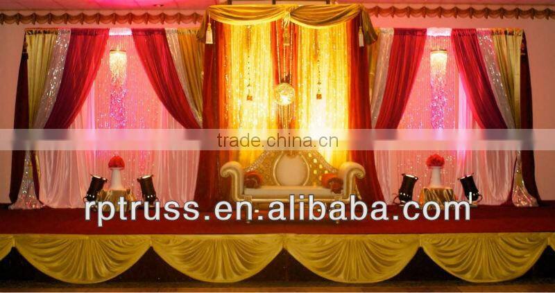 Portable adjustable pipe and drape with colorful fabric