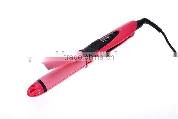 Fine hair straightener and curling iron in one LED