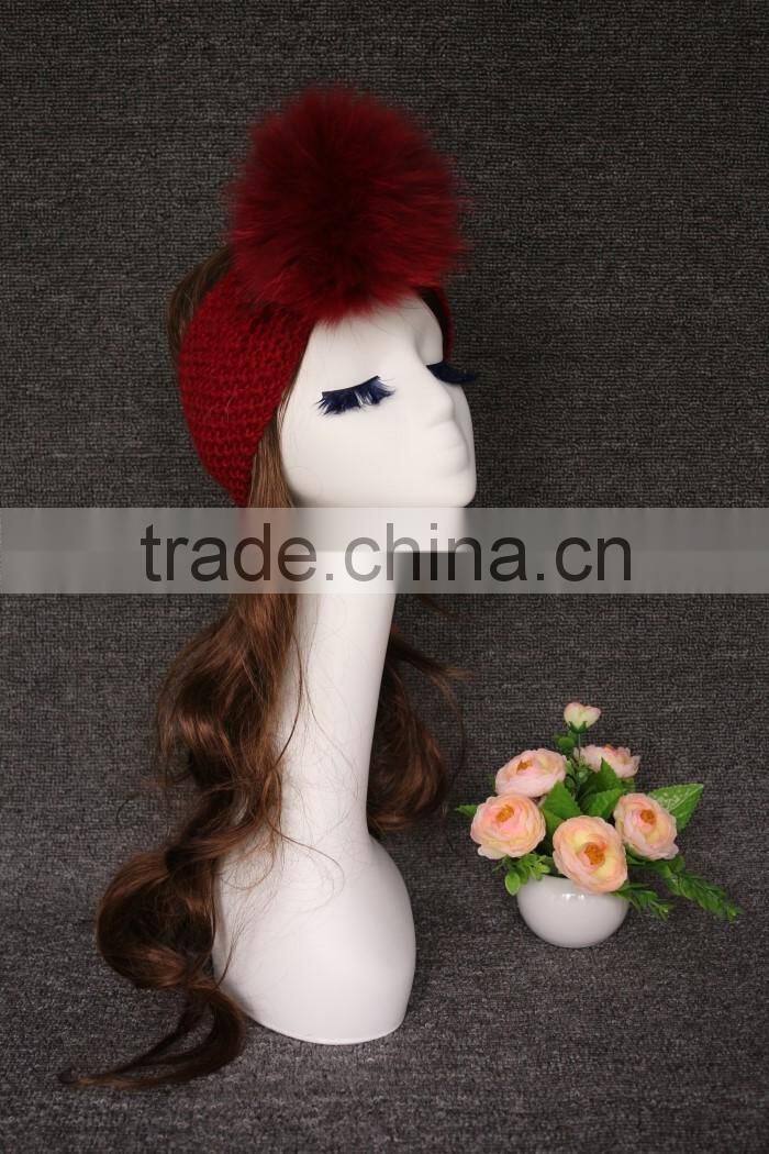 Colourful Genuine Big Raccoon Fur Pompom Women Makeup Headband