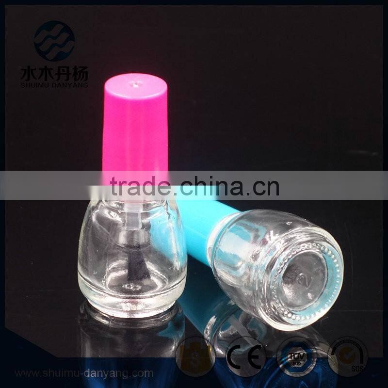 Hot selling 6ml round glass nail polish bottle with colorful cap and brush