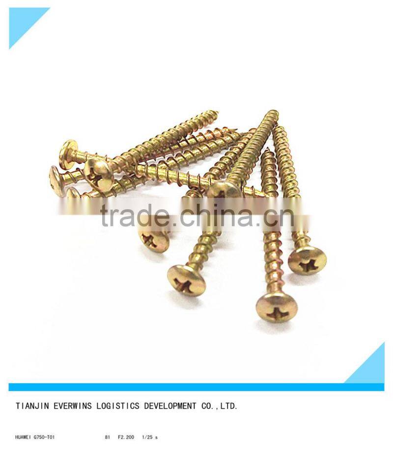Flat head Brass plated screws Coarse thread Self tapping screws