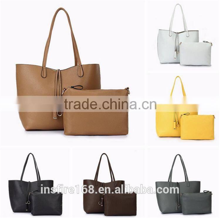 2PCS/Set Women Lady Leather Handbag Shoulder Bag Tote Party Clutch Wallet Purse