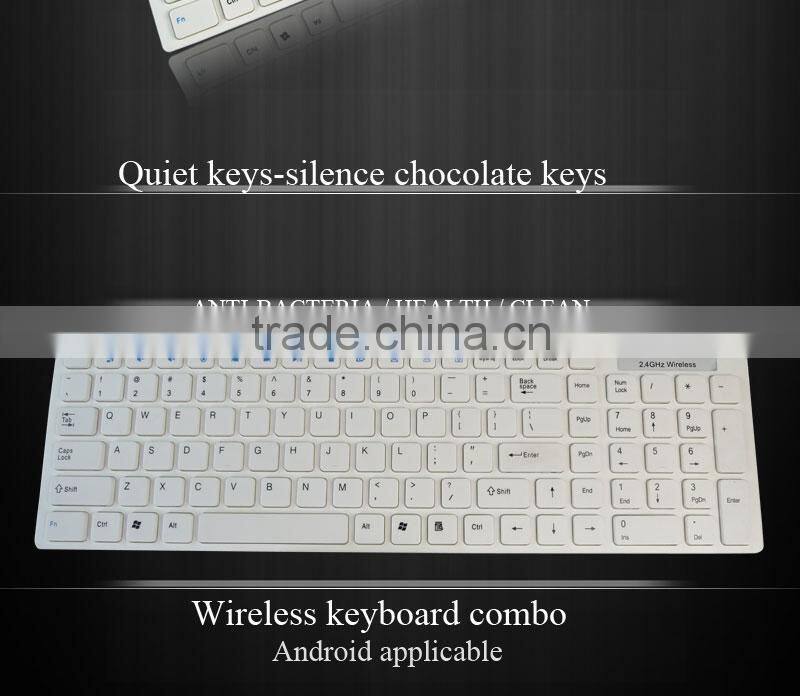 2.4g USB wireless keyboard mouse combo with white color for computer/laptop