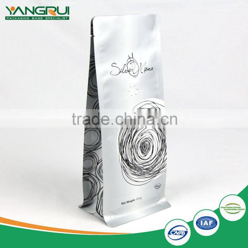 customized printed flat bottom coffee bean bag aluminum foil pouch food grade laminated foil bag for tea or food
